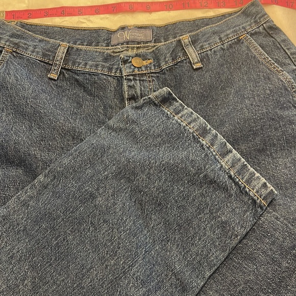 Size 14 Wrangler for Women Denim Blue Jeans - Wide Leg - Big Bottom Cropped - Picture 4 of 11